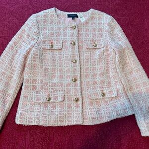 Talbots Pink & White Tweed Button Jacket